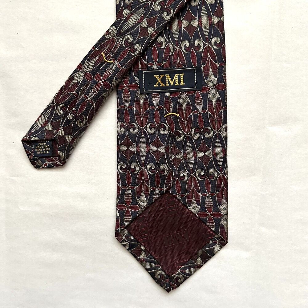 Silk XMI Mens Neck Tie Woven Textured Preppy Career Dark Academia Made In USA